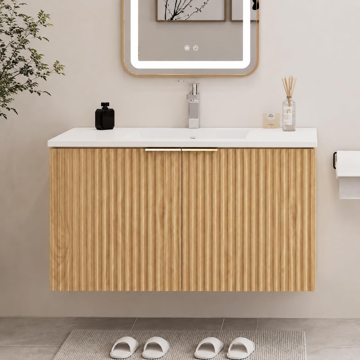 Home Bathroom Vanity - وحدة حمام عصرية معلقة على الحائط