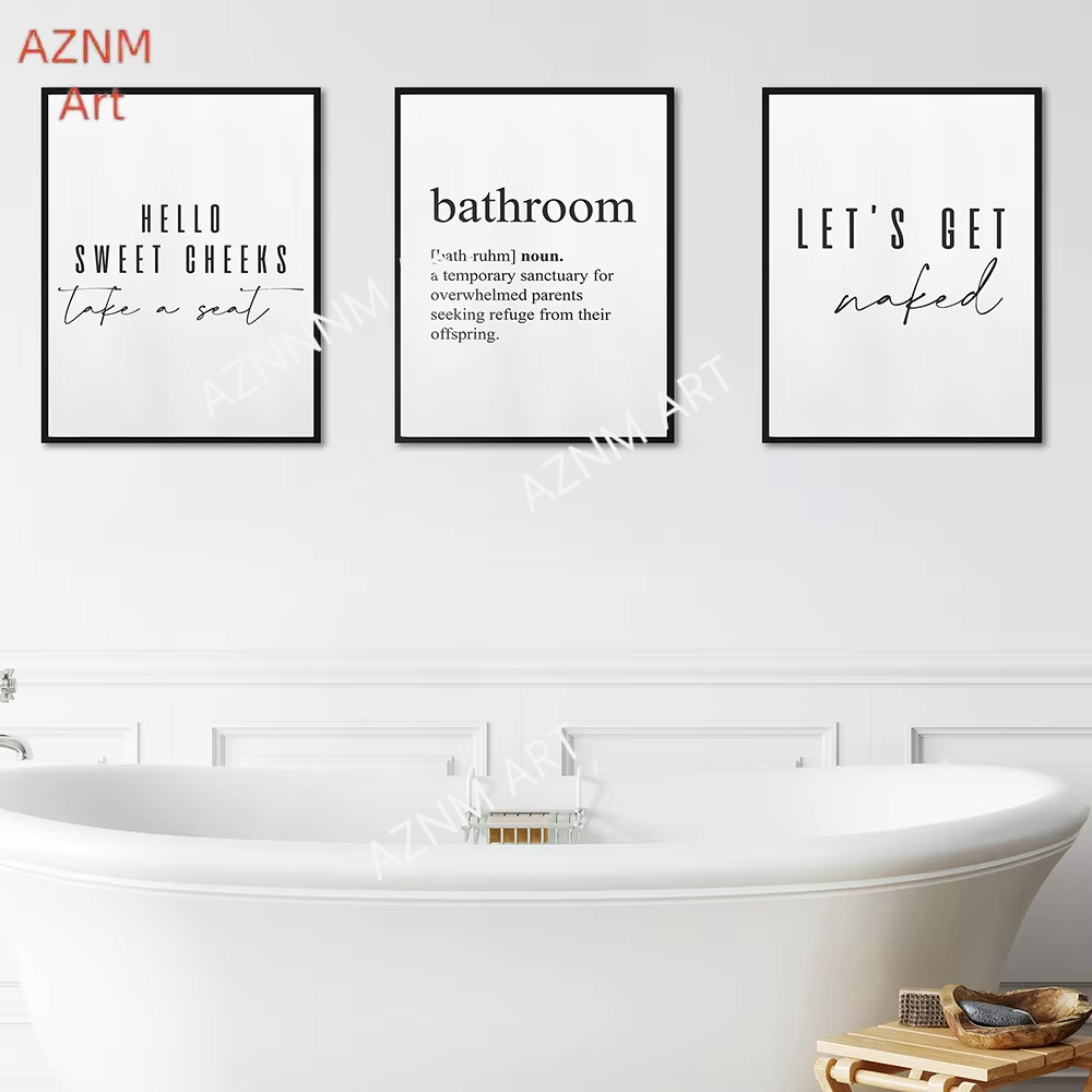 Home Bathroom Pictures - لوحة فنية مطبوعة بعبارة 'هيلو سويت