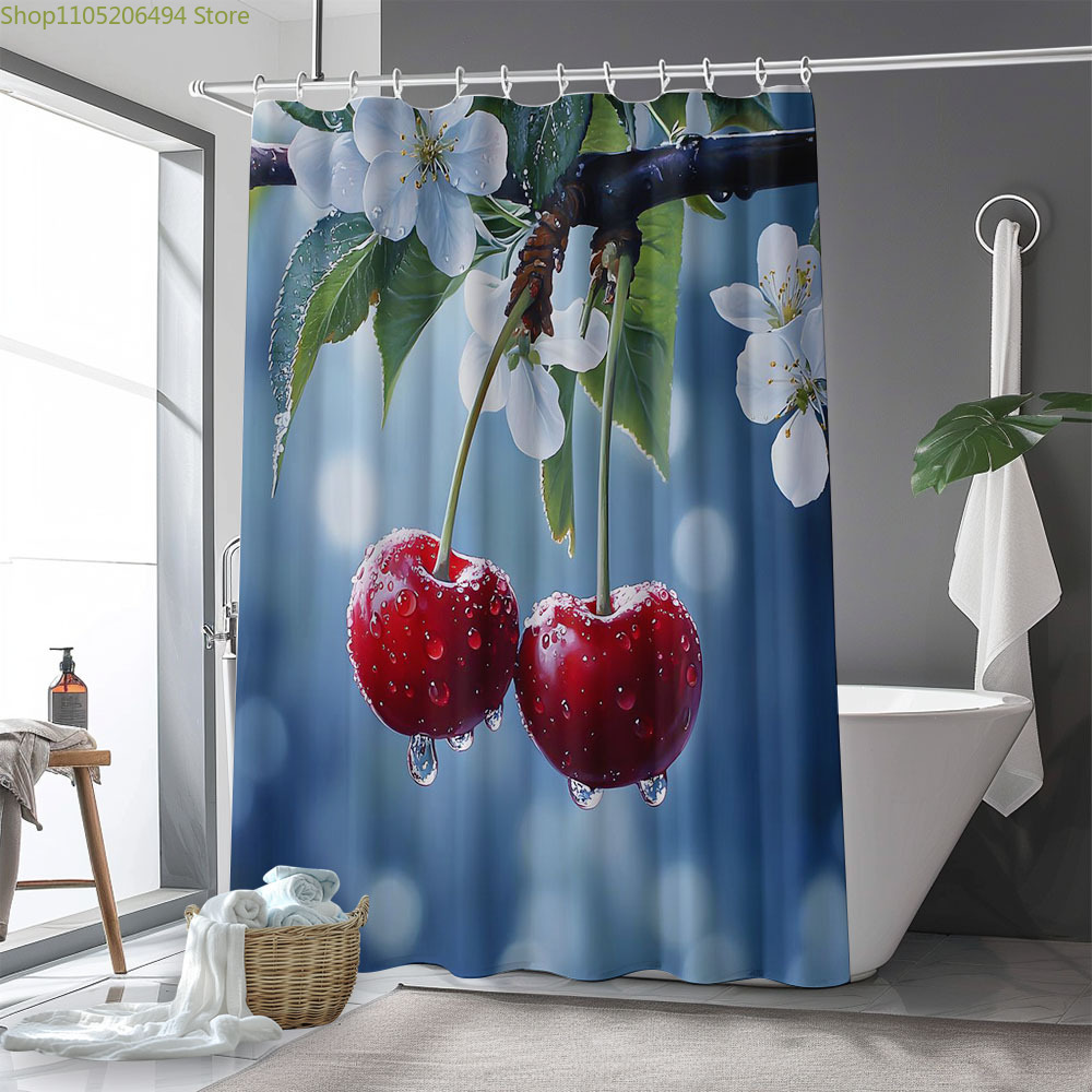 Home Bathroom Design Ideas - ستارة حمام بتصميم زهر الكرز الطازج،