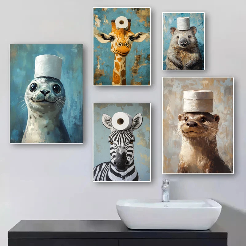كارتون لطيف مضحك الحيوانات مع  - مراجعة Home Bathroom Pictures وسعره