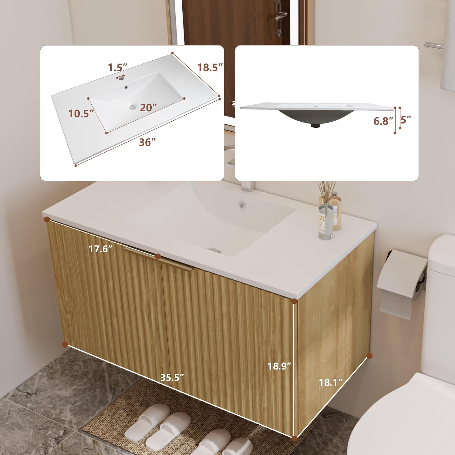 وحدة حمام عصرية معلقة على الحا - مراجعة Home Bathroom Vanity وسعره