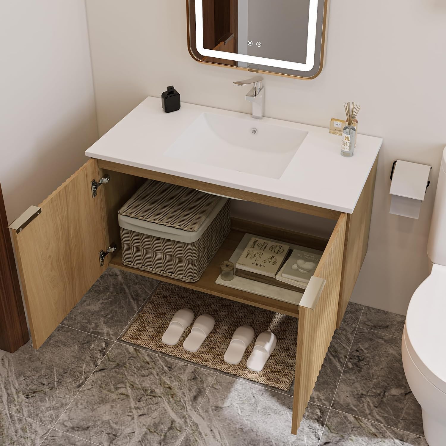 وحدة حمام عصرية معلقة على الحا - مراجعة Home Bathroom Vanity وسعره