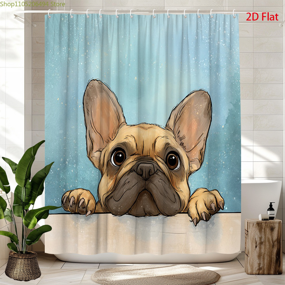 ستارة حمام بتصميم كلب فرنسي بو - مراجعة Home Bathroom Design Ideas وسعره