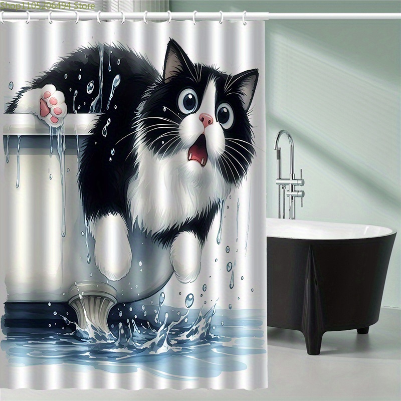 ستارة حمام بتصميم قطة مضحكة تق - مراجعة Home Bathroom Design Ideas وسعره