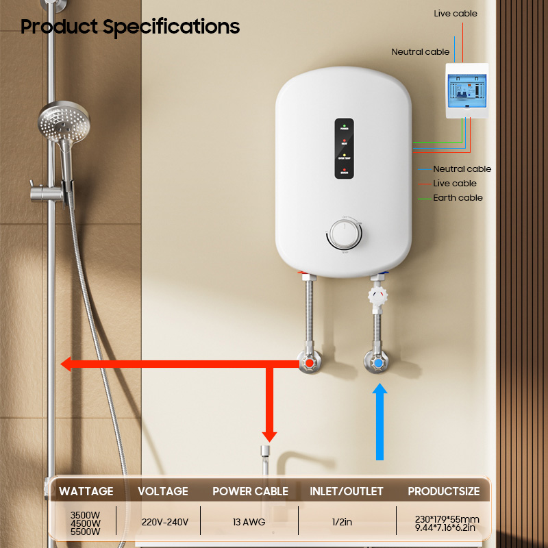 سخان مياه كهربائي فوري بدون خز - مراجعة Home Bathroom Geyser وسعره