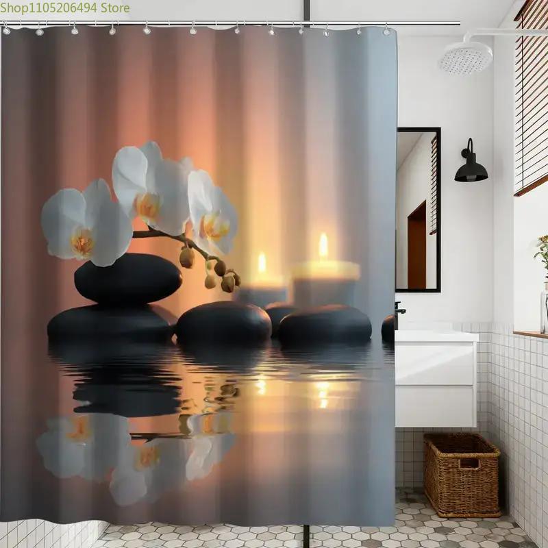 ستارة حمام بتصميم زهرة الأوركي - مراجعة Home Bathroom Design Ideas وسعره